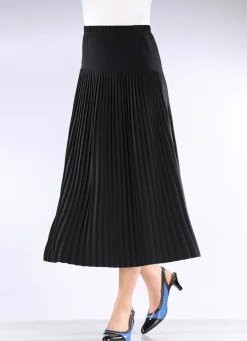 Clearance KLAUS MODELLE MADE IN GERMANY Plissee-Rock mit breiter Passe SCHWARZ