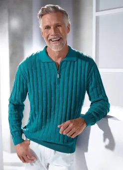 Best BADER Polopullover mit kurzem Reißverschluss in 3 Farben PETROL