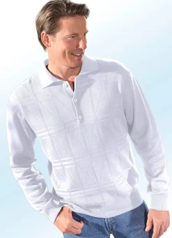 BADER Polopullover mit kurzer Knopfleiste in 3 Farben WEISS