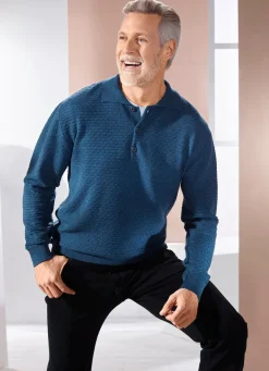 Best BADER Polopullover mit kurzer Knopfleiste in 3 Farben BLAU
