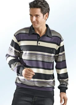 BADER Poloshirt in 3 Farben AUBERGINE-SCHWARZ-GRAU-BEIGE