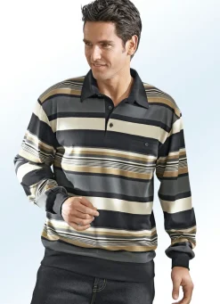 BADER Poloshirt in 3 Farben SCHWARZ-BEIGE-CAMEL-GRAU