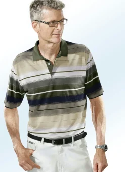 New BADER Poloshirt mit Allover-Dessin OLIV-PASTELLGELB