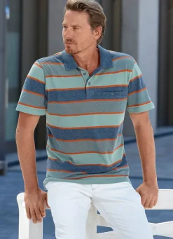 Hot BADER Poloshirt mit Brusttasche JEANSBLAU-GRÜN