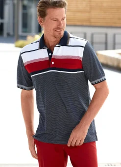 Discount BADER Poloshirt mit Brusttasche MARINE-WEISS-ROT