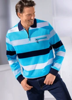 Sale BADER Poloshirt mit Brusttasche TÜRKIS-WEISS-HELLBLAU-MARINE