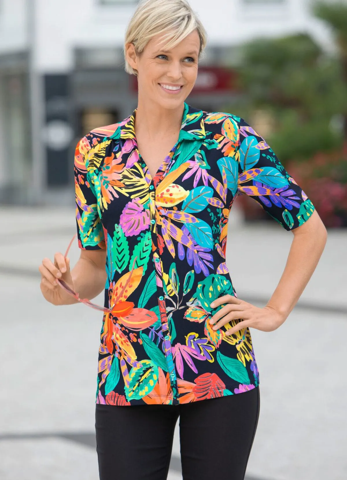 Online BADER Poloshirt mit durchgehender Zierknopfleiste MULTICOLOR