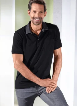 Online BADER Poloshirt mit Kragen in Denim-Optik SCHWARZ
