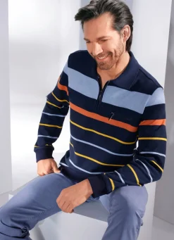 New BADER Poloshirt mit kurzem Reißverschluss MARINE-BUNT