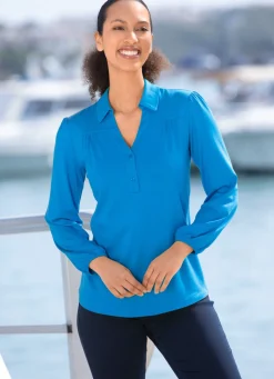 Discount BADER Poloshirt mit kurzer Knopfleiste in 2 Farben BLAU