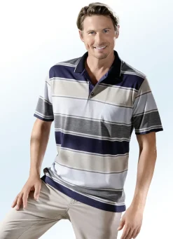 Clearance BADER Poloshirt mit kurzer Knopfleiste MARINE-SAND-BLEU