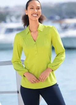 Hot BADER Poloshirt mit kurzer Knopfleiste in 2 Farben PISTAZIE