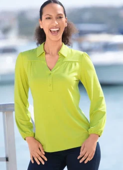 Hot BADER Poloshirt mit kurzer Knopfleiste in 2 Farben PISTAZIE