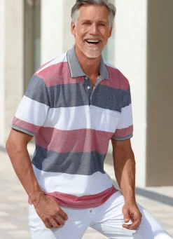 Clearance BADER Poloshirt mit kurzer Knopfleiste ROT-MARINE-WEISS