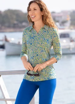 Sale BADER Poloshirt mit V-Ausschnitt PISTAZIE-ROYALBLAU-GRAU