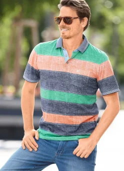 Sale BADER Poloshirt von „Hajo“ JEANSBLAU-GRÜN-ORANGE
