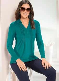 Hot BADER Poloshirt mit kurzer Zierknopfleiste in 3 Farben PETROL