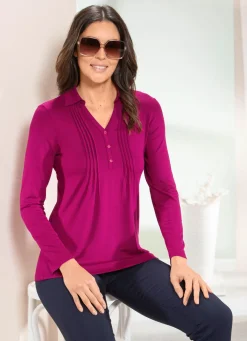 Best BADER Poloshirt mit kurzer Zierknopfleiste in 3 Farben FUCHSIA