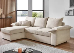 Hot BADER Polsterecke mit Bettfunktion und Bettkasten CREME