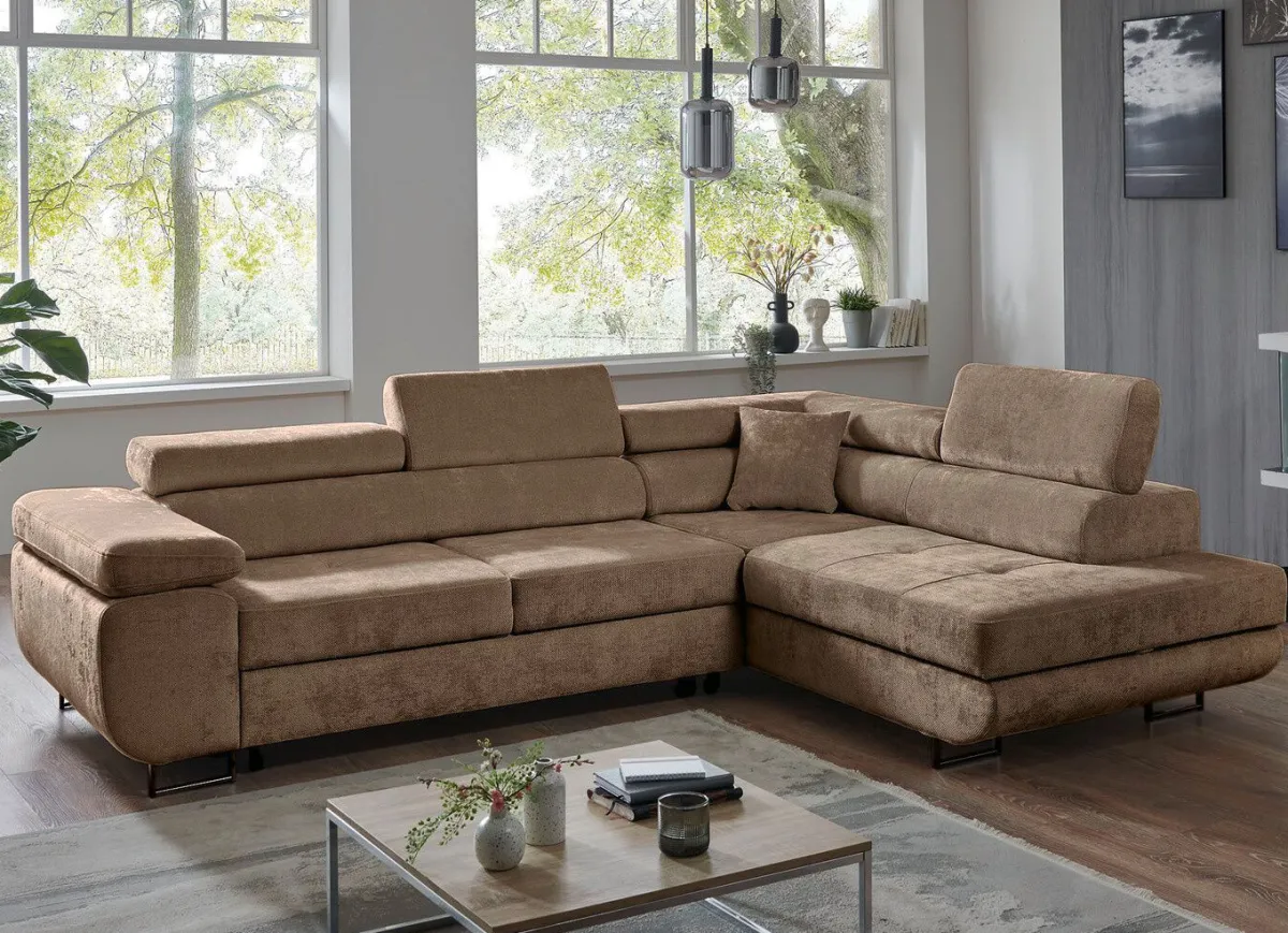 Clearance BADER Polsterecke mit Bettfunktion und Bettkasten BRAUN