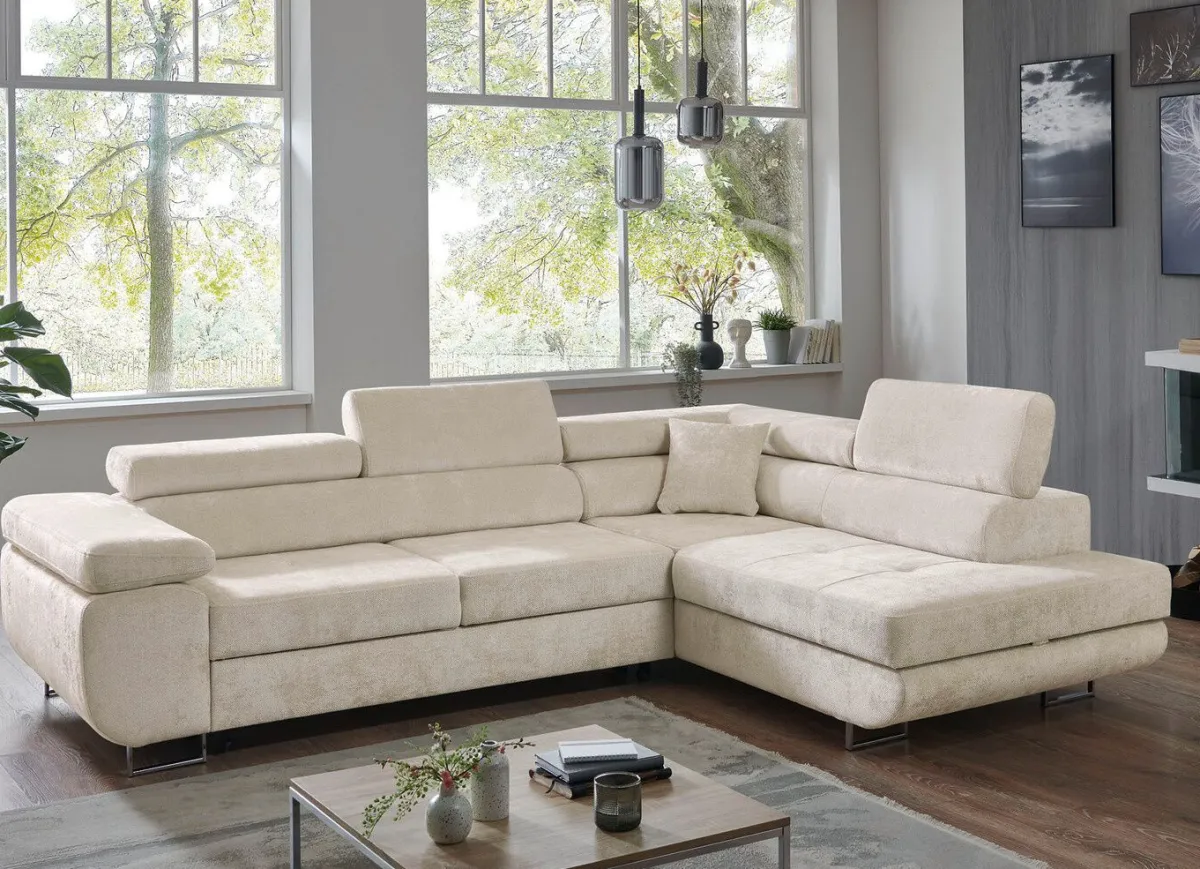 Online BADER Polsterecke mit Bettfunktion und Bettkasten CREME