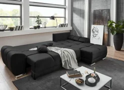 Hot BADER Polsterecke mit Bettfunktion und Bettkasten SCHWARZ