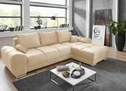 Discount BADER Polsterecke mit Bettfunktion und Bettkasten CREME