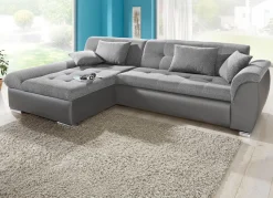 Online BADER Polsterecke mit Bettfunktion GRAU-SILBER