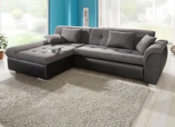 BADER Polsterecke mit Bettfunktion SCHWARZ-SCHWARZ