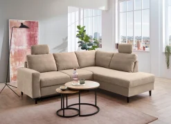 Sale BADER Polsterecke mit Bettfunktion und Ottomane BEIGE
