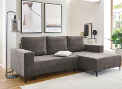 BADER Polsterecke mit Bettfunktion und Bettkasten GRAU