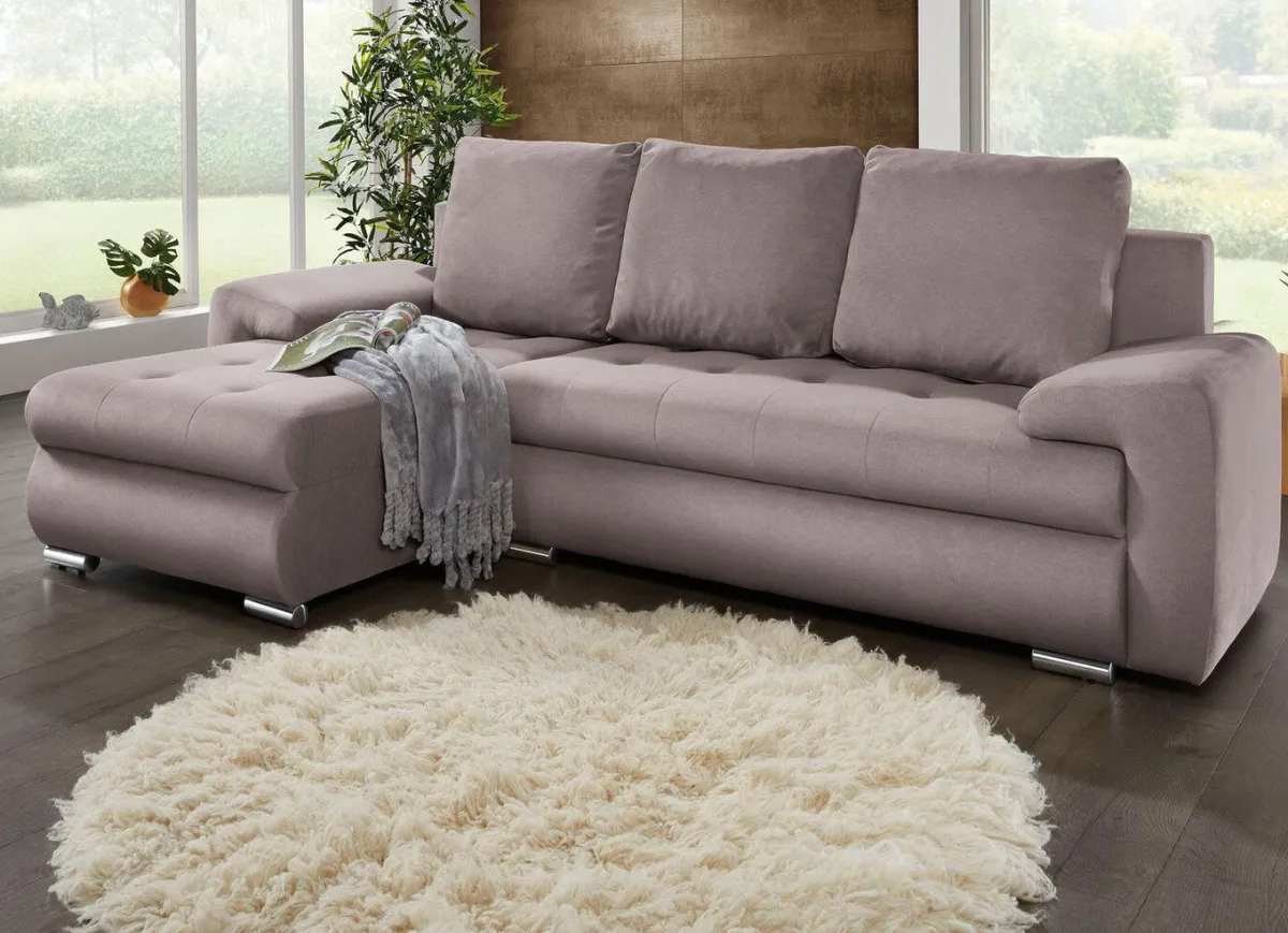 Outlet BADER Polsterecke mit Bettfunktion und Bettkasten TAUPE