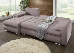 Outlet BADER Polsterecke mit Bettfunktion und Bettkasten TAUPE