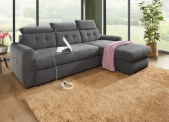New BADER Polsterecke mit Bettfunktion und Bettkasten ANTHRAZIT