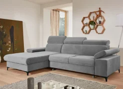 Outlet BADER Polsterecke mit Bettfunktion und Bettkasten in der Ottomane GRAU