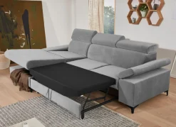 Outlet BADER Polsterecke mit Bettfunktion und Bettkasten in der Ottomane GRAU