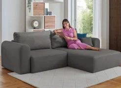 Clearance BADER Polsterecke mit Bettfunktion und Dekokissen GRAU