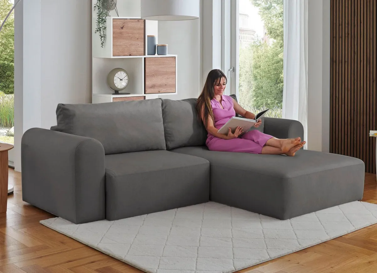 Clearance BADER Polsterecke mit Bettfunktion und Dekokissen GRAU