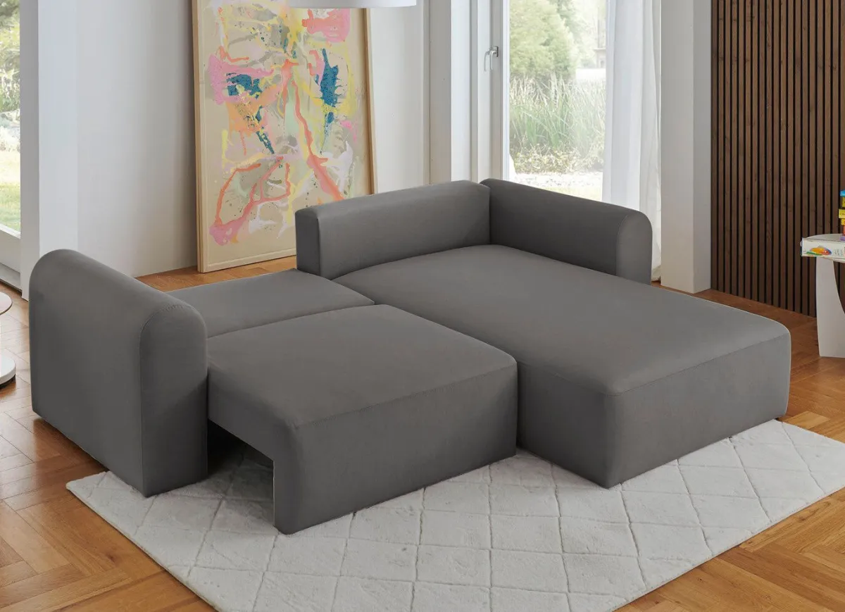 Clearance BADER Polsterecke mit Bettfunktion und Dekokissen GRAU