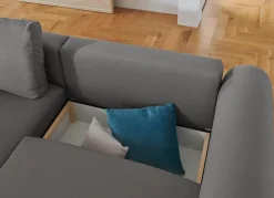 Clearance BADER Polsterecke mit Bettfunktion und Dekokissen GRAU