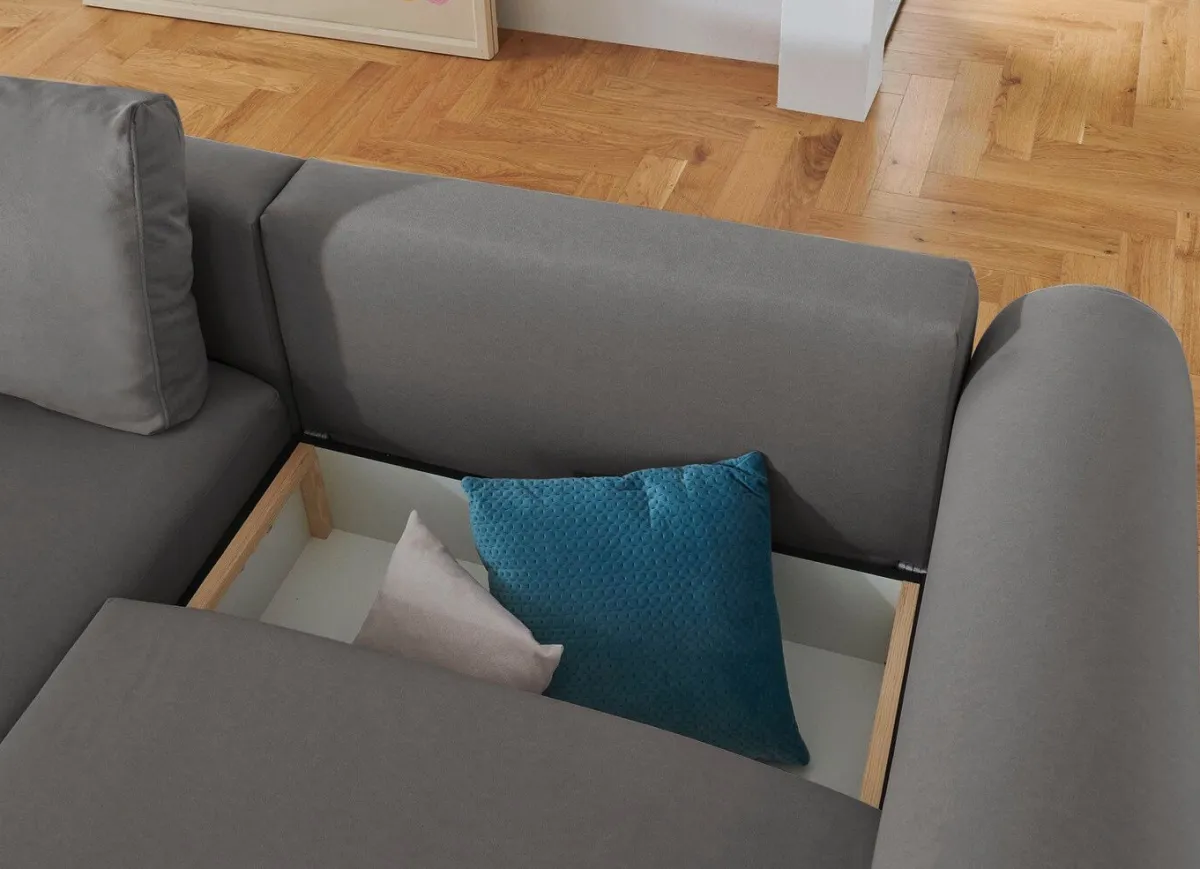 Clearance BADER Polsterecke mit Bettfunktion und Dekokissen GRAU