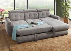 New BADER Polsterecke mit Bettfunktion und Bettkasten GRAU