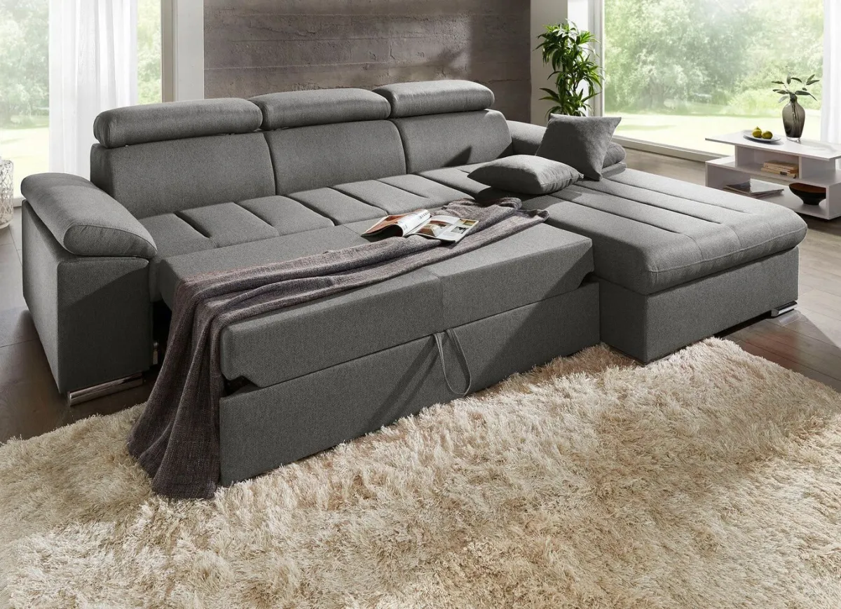 Clearance BADER Polsterecke mit Bettfunktion GRAU
