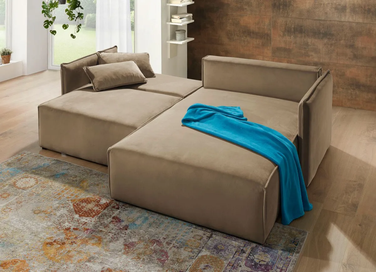 Clearance BADER Polsterecke mit Bettfunktion und Hocker CAMEL