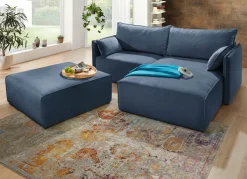 Discount BADER Polsterecke mit Bettfunktion und Hocker BLAU