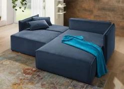Discount BADER Polsterecke mit Bettfunktion und Hocker BLAU