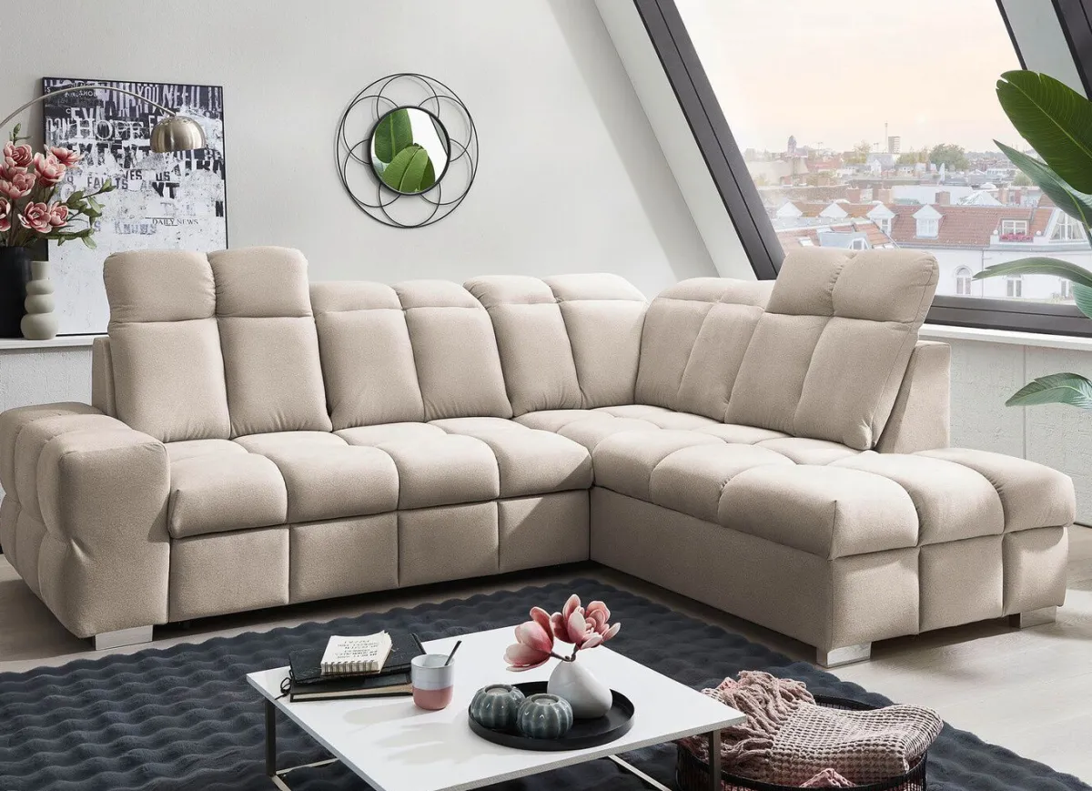 New BADER Polsterecke mit Funktion und verstellbaren Kopfstützen CREME