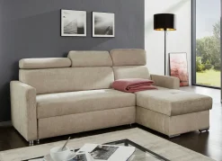 New BADER Polsterecke mit Schlaffunktion und Bettkasten BEIGE