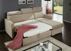 New BADER Polsterecke mit Schlaffunktion und Bettkasten BEIGE