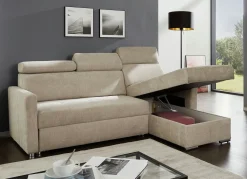 New BADER Polsterecke mit Schlaffunktion und Bettkasten BEIGE
